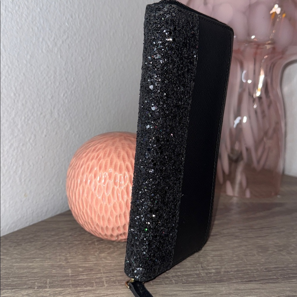 Kate Spade Black Glitter Zip Wallet - Picture 15 of 16